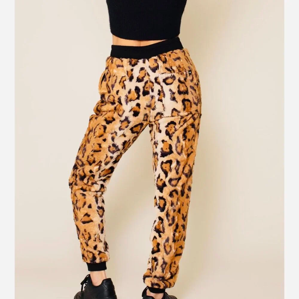 Women's Designer Sweatpants/Tan Cheetah - Picture 2 of 8